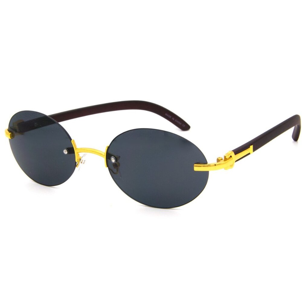 Men Sunglasses Hip Hop Style Gold Classic Dark Black Lens Woody Bufs Migos Lente